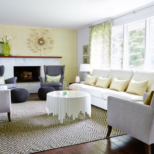 1960s Twist - Living Room - white and soft yellow with gray accents
