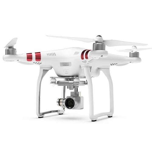 White drone with red stripes